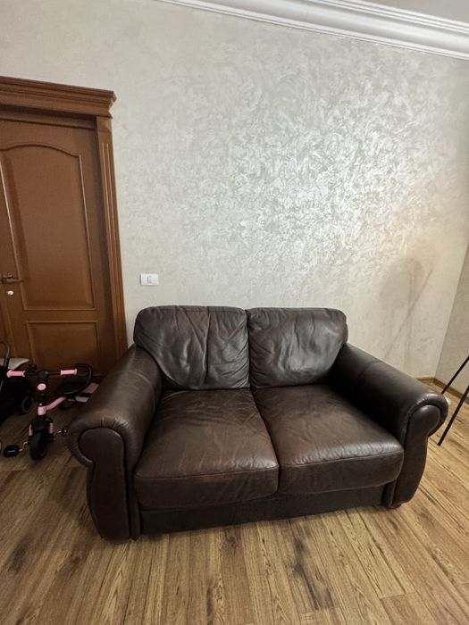 Set Canapele din Piele Neagra