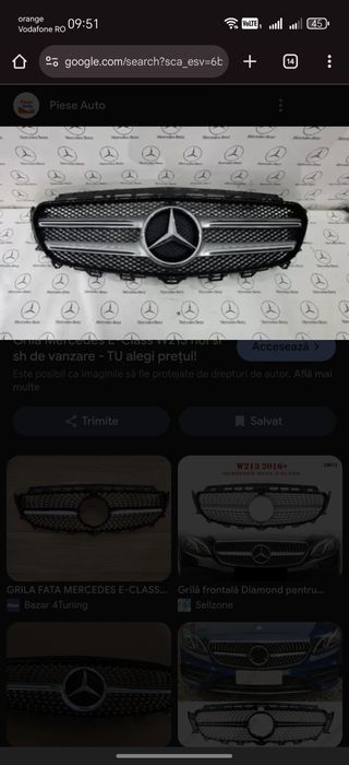 Grila Mercedes E Class w213 Avangarde originala cu slot pentru camera