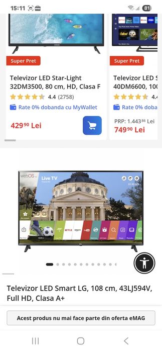 Televizor Lg 109 cm,în stare impecabila