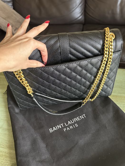 Кожена черна чанта YSL