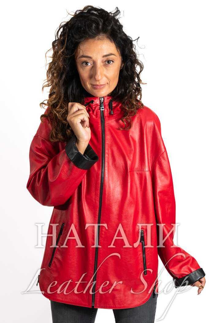 Дамско кожено яке Елица Red
