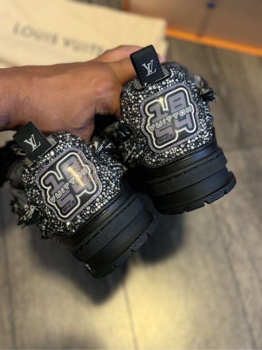 adidasi louis vuitton trainer denim monogram swarosky