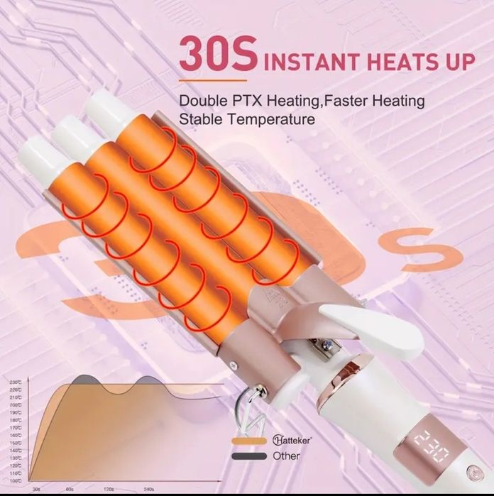 Професионална електрическа маша с 3 керамични тръби