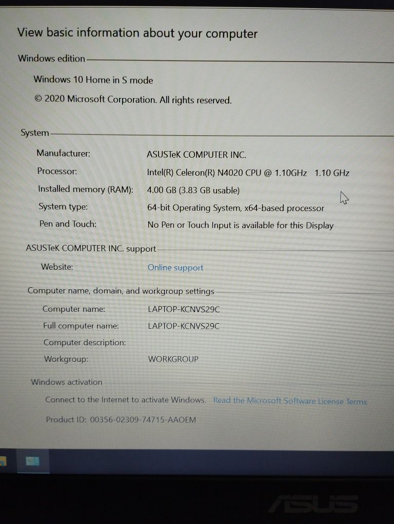 Asus laptop L410 M
