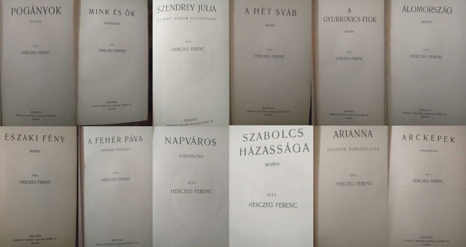 Serie de 12 romane de autor Herczeg Ferenc - în limba maghiară