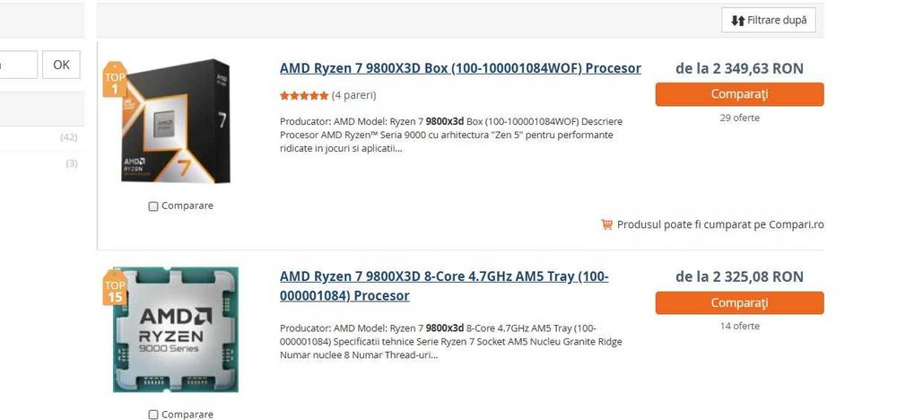 Procesor AMD AM5 Ryzen 7 9800X3D 4.7GHz Nou