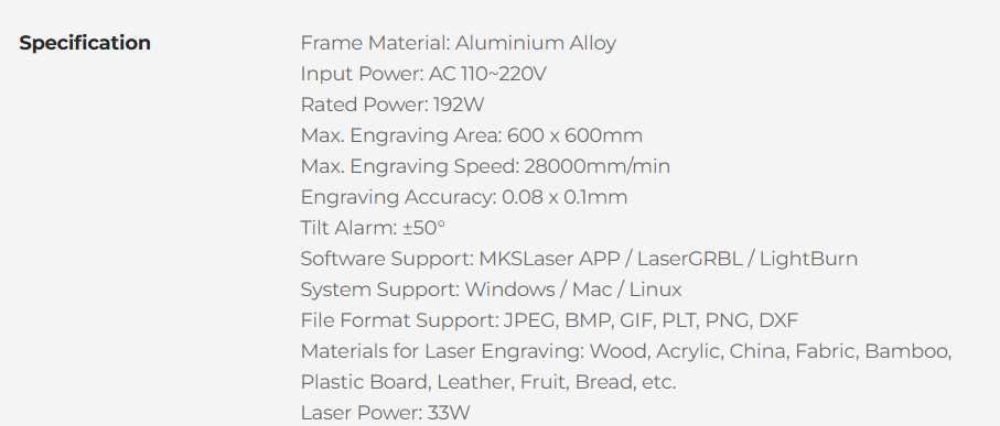 Laser gravator Mecpow x5, 33W Optic, 600x600mm masa lucru, WiFi - NOU