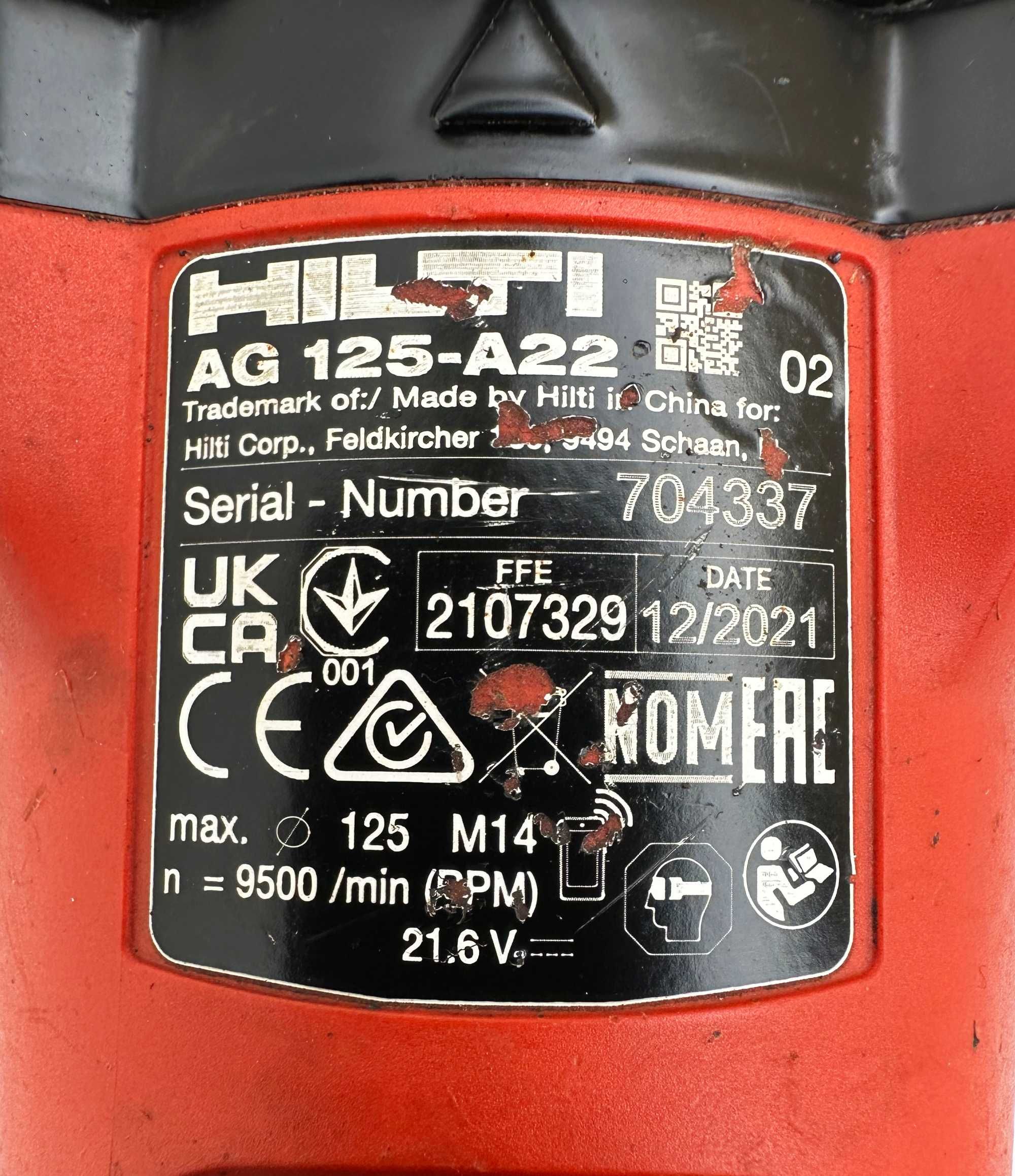 HiLTi AG 125-A22 - Безчетков акумулаторен ъглошлайф 22V