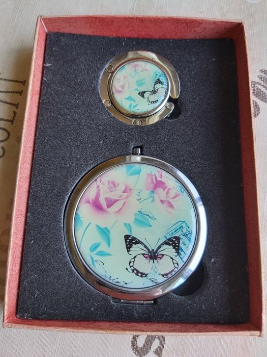 Oglinda și suport / carlig poșeta - set cadou elegant