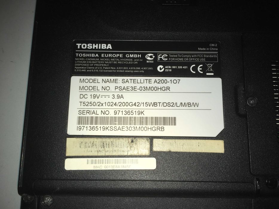 НА ЧАСТИ – TOSHIBA Satellite A200