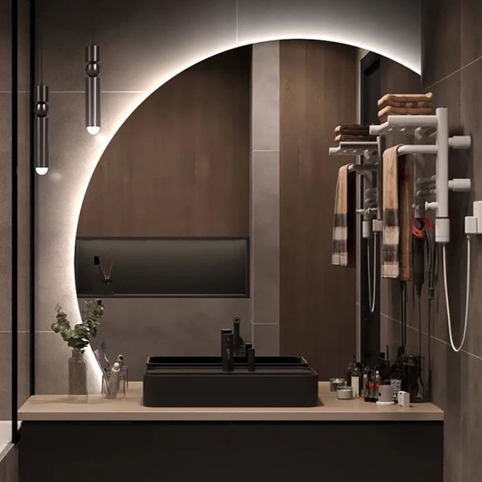 Ъглово LED огледало за баня с нагревател против изпотяване 80см