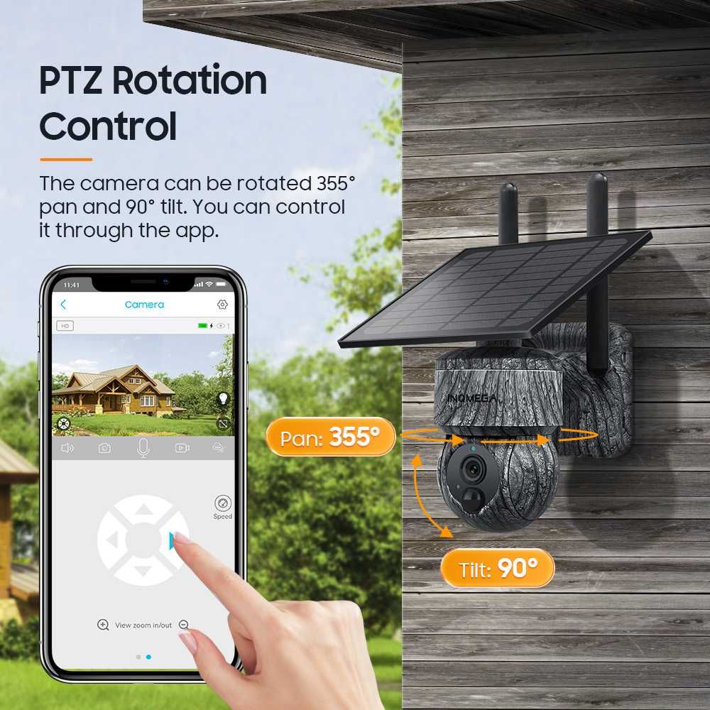 Външна соларна камера 5MP 4g безжична PTZ  4G wifi със слънчев панел