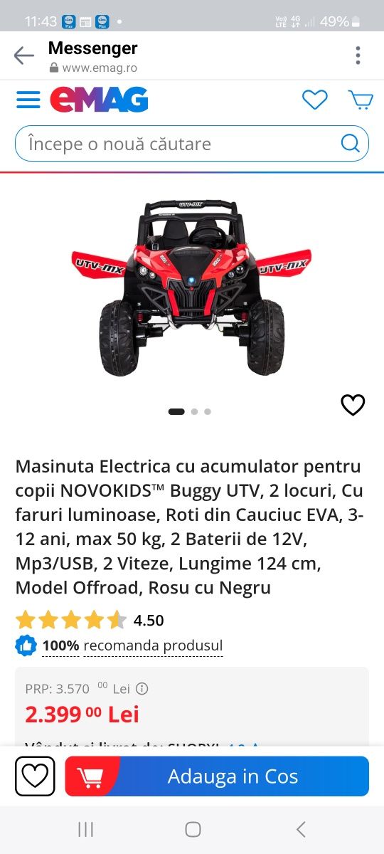 Masinuta electrica copii 2 locuri 4×4