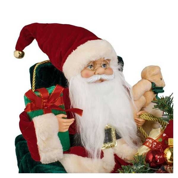 Реалистична коледна фигура Дядо Коледа в фотьойл с подаръци, Звук