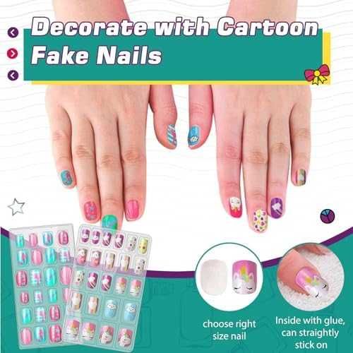 Нов Детски комплект за маникюр с сушилня, фалшиви нокти и писалки