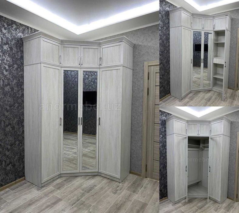 Угловой шкаф с антресолью HUMO