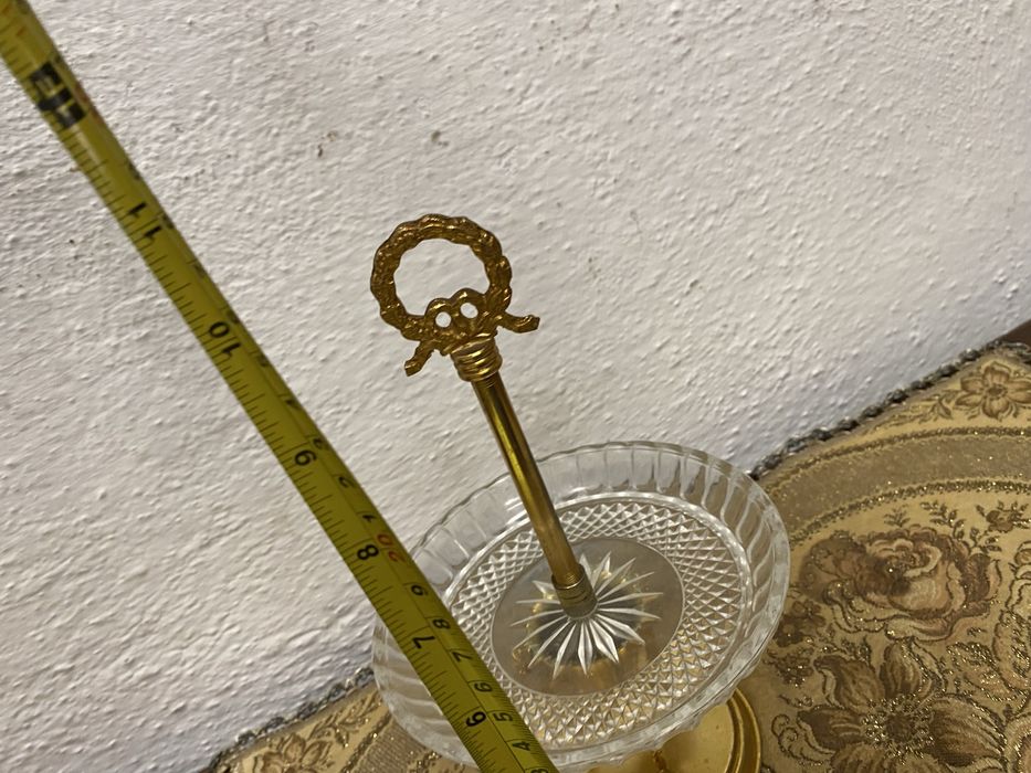 Винтидж италианска кристална бонбониера с месингова стойка 1950-те