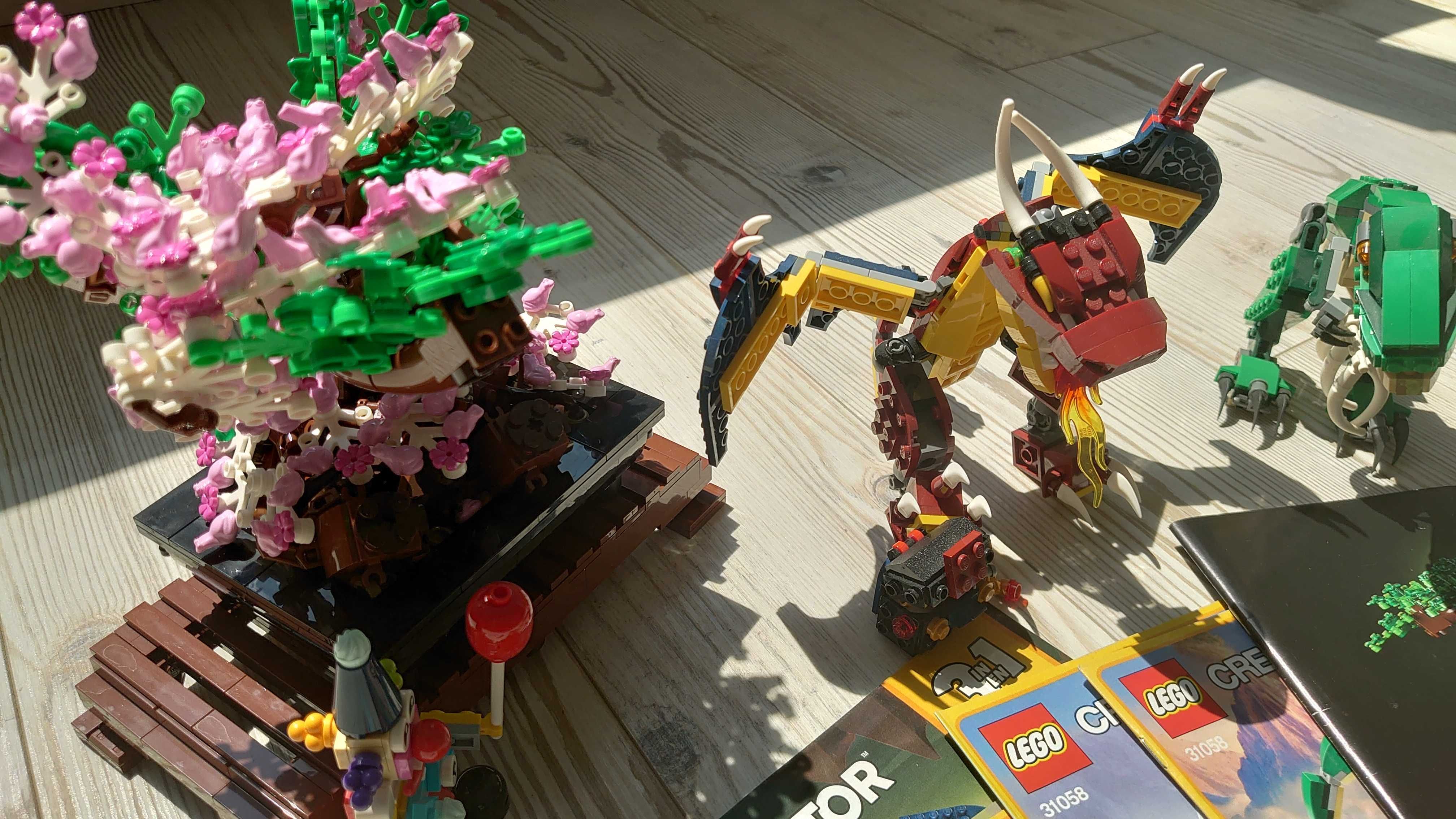 [construite] 4x Seturi Lego - dinozaur, dragon, bonsai, ducati, clovn