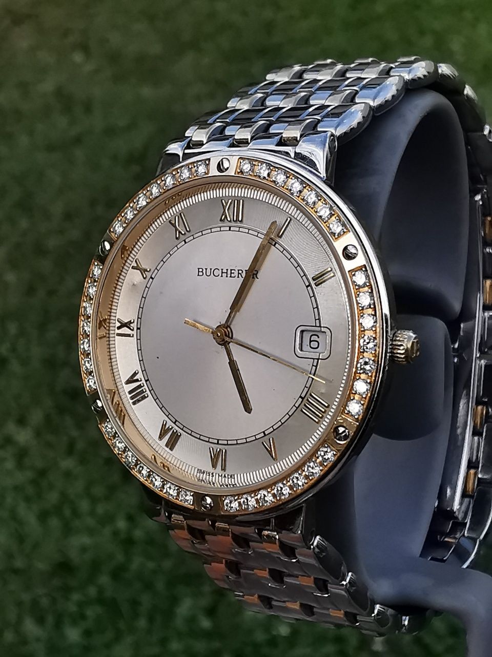 Ceas Bucherer-Quartz-Aur-Otel-42 diamante - Extraplat - 33 mm