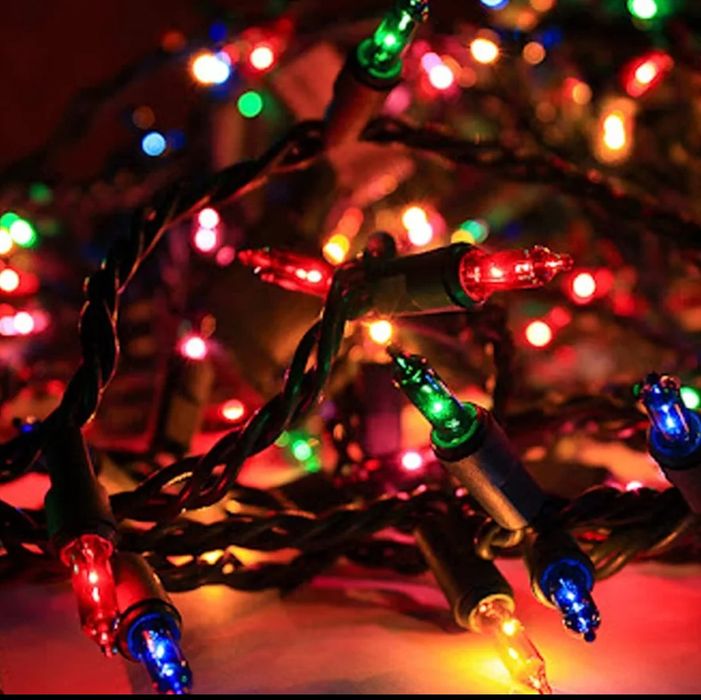 Коледни LED лампички – 3 комплекта (2× студено бяло + 1× цветни)