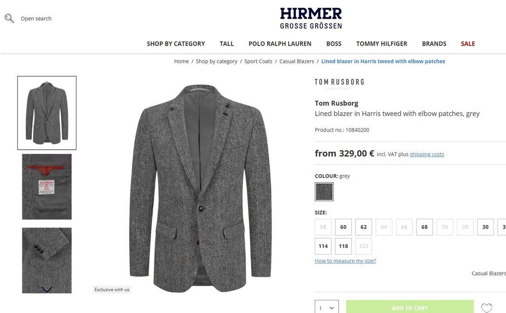 Sacou blazer slim 25 XL de lux Tom Rusborg lana Herringbone 100 %