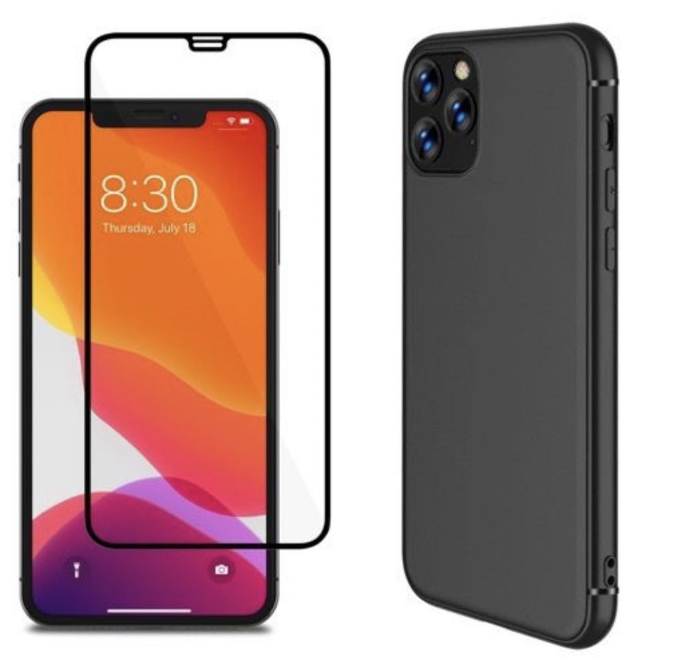 Husa Silicon si Folie Sticla Curbata Mini - Iphone 12 PRO MAX