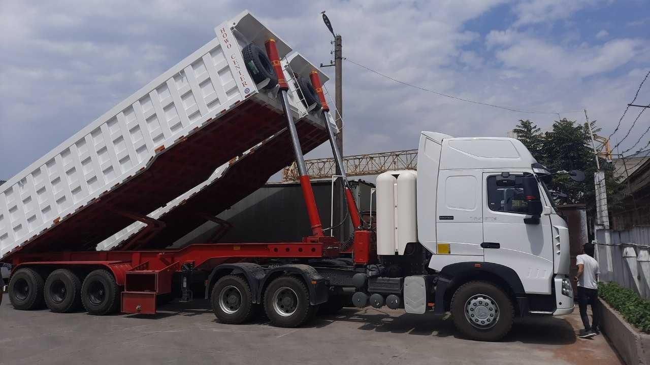Газли тягач HOWO A+7 ва полуприцеп-самосвал – 60 тн.