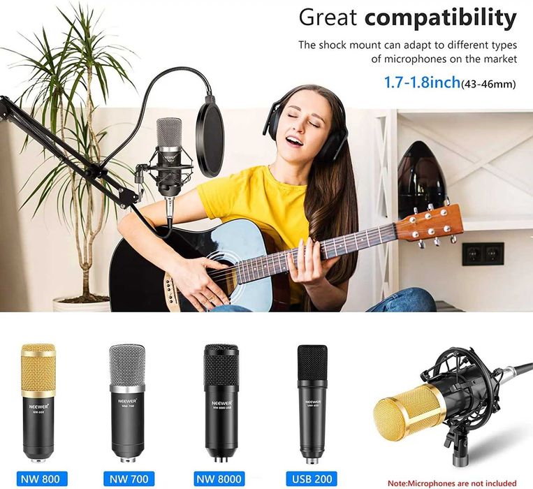 Set brat cu menghina, suport microfon studio cu cap rotativ si filtru