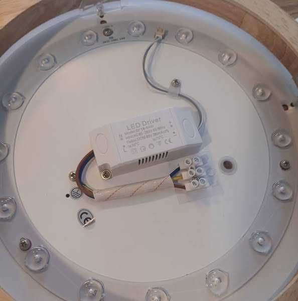 Дървена LED лампа за таван, 30см, 18W, 4500K, 1620Lm