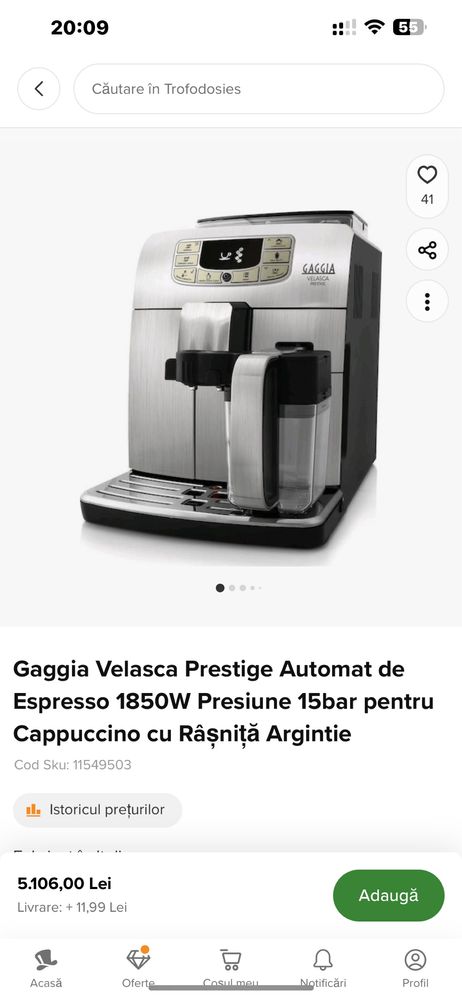 Expresor cafea Saeco Gaggia Velasca Prestige Automat