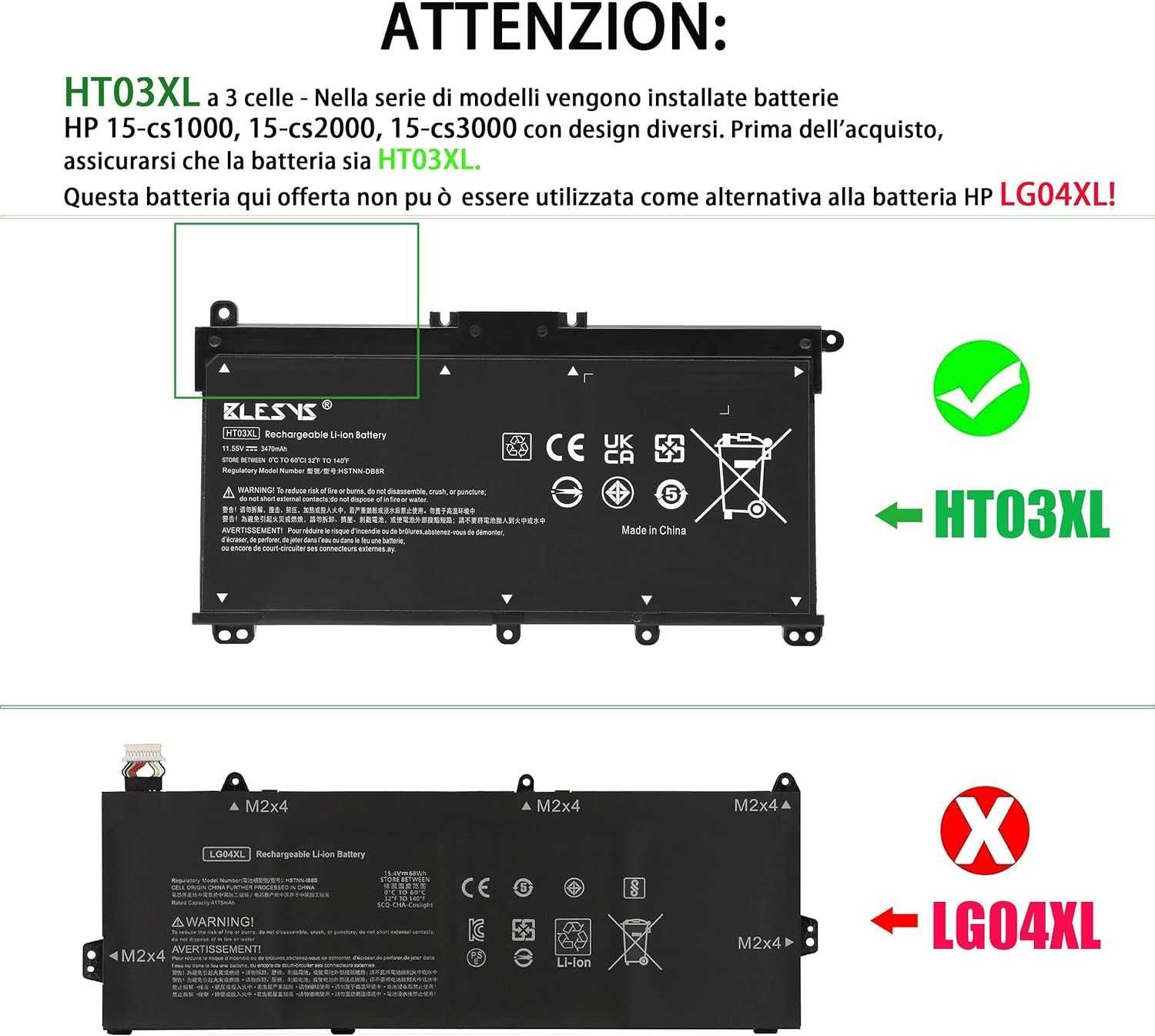 BLESYS Baterie Laptop HP Pavilion HT03XL 15-cw1212ng 15-cw1213ng