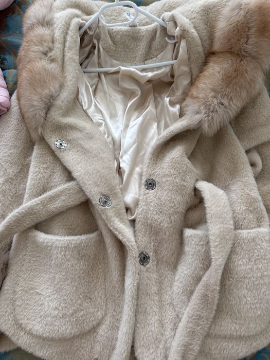 Пончо палто Алкантара Alcantara s размер естествен косъм лисица