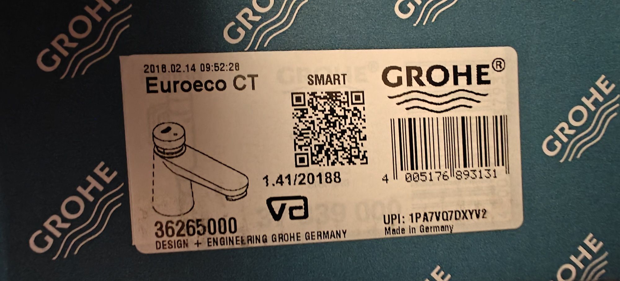 Grohe Euroeco Cosmopolitan T Смесител за мивка с PUSH-бутон
