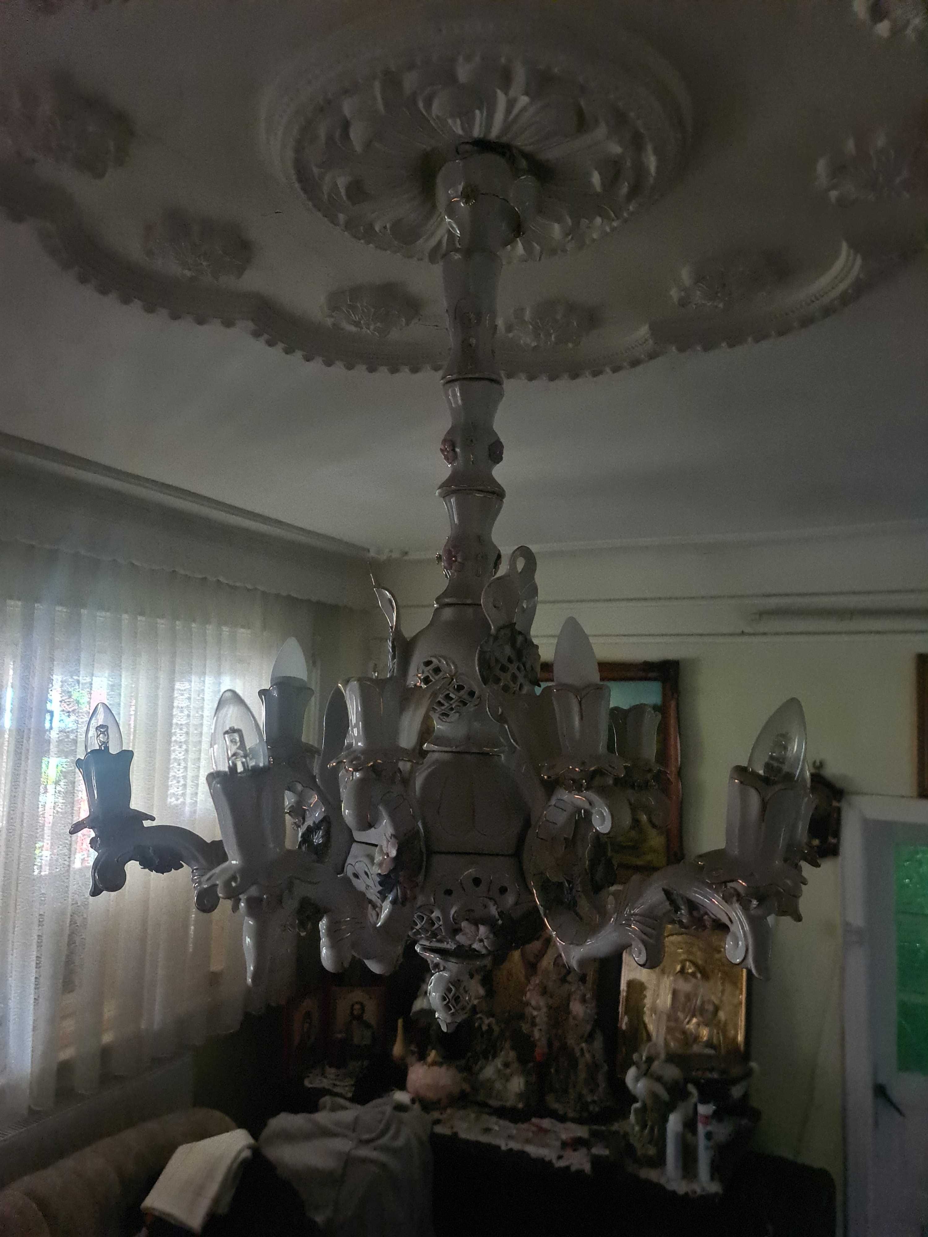Candelabru albastru ceramica cu 12 brațe si alb cu 12 brațe