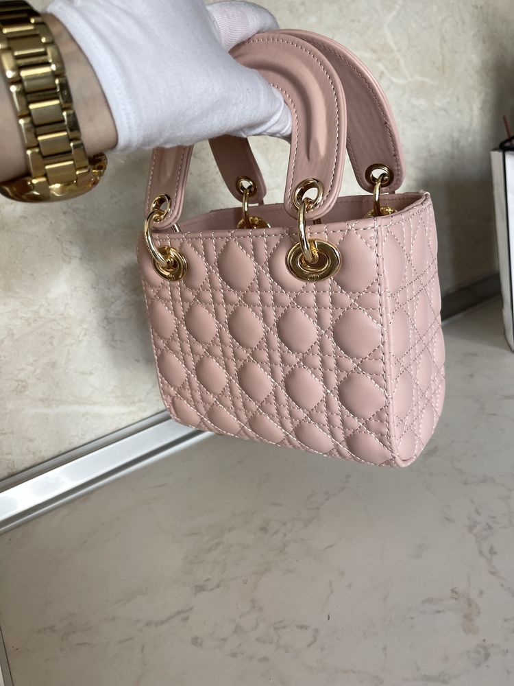 Чанта Lady Dior mini пудра