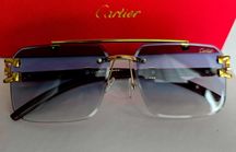 Ochelari de soare rimless Cartier Leopard Blue