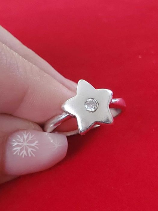AG22, inel argint 925, nou/marcat, stea cu zirconiu alb, 3,7 grame