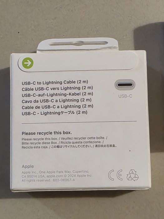 Cablu original Apple 4GN33Z/A - USB C Lightning , 96W, 4.7A, 2m - alb,