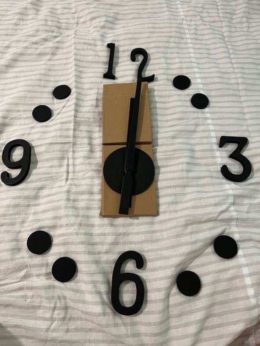 Стаен стенен часовник, залепящ се, черен, декорация/декор