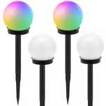 Set 4x lămpi solare de grădină RGB – sferă LED 10 cm cu senzor