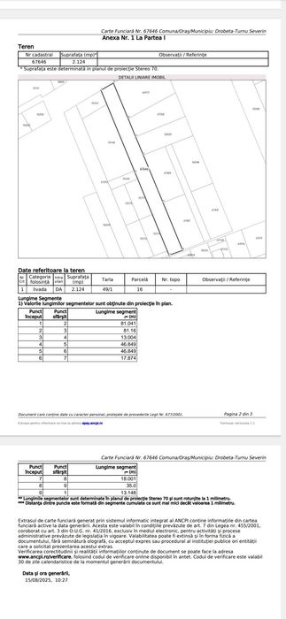 Vand suprafata teren 2124 mp Severin