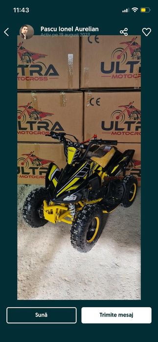 Atv Quad Ultra adus din Germania pentru copii cu motor pe benzina NOU