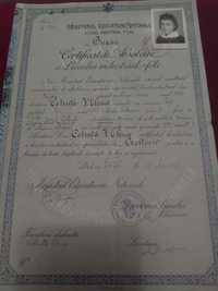 Certificat de absolvire Liceul industrial de fete perioada regalista