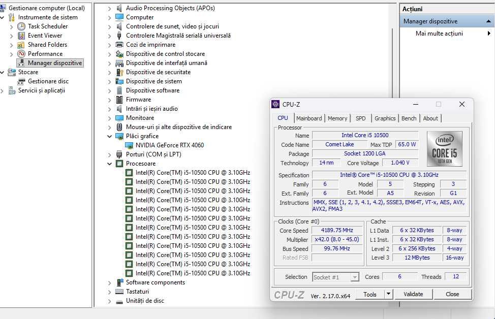 Unitate Gaming-i5 10500, 32GB RAM, RTX 4060 8GB DDR6 128 BITI