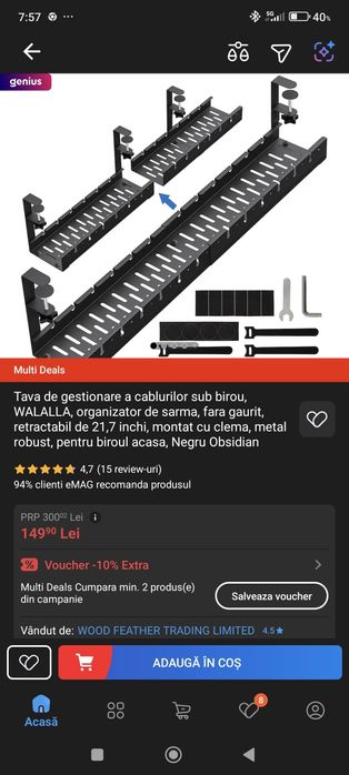 Organizator cabluri  birou