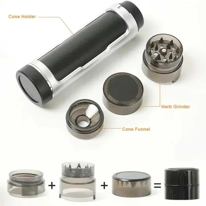 Grinder Maruntire Tutun 3 in 1, Depozitare Conuri Rulate