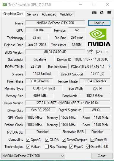 Placa video Gaming Gigabyte GTX 760 4Gb DDR5 256 bit