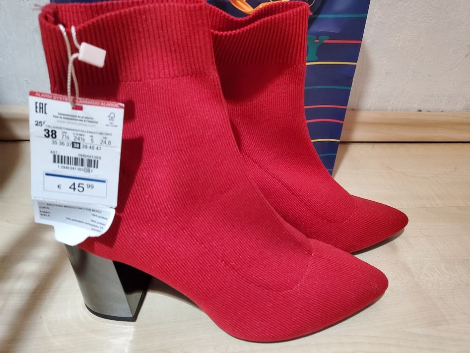 Botine roșii cu toc 38