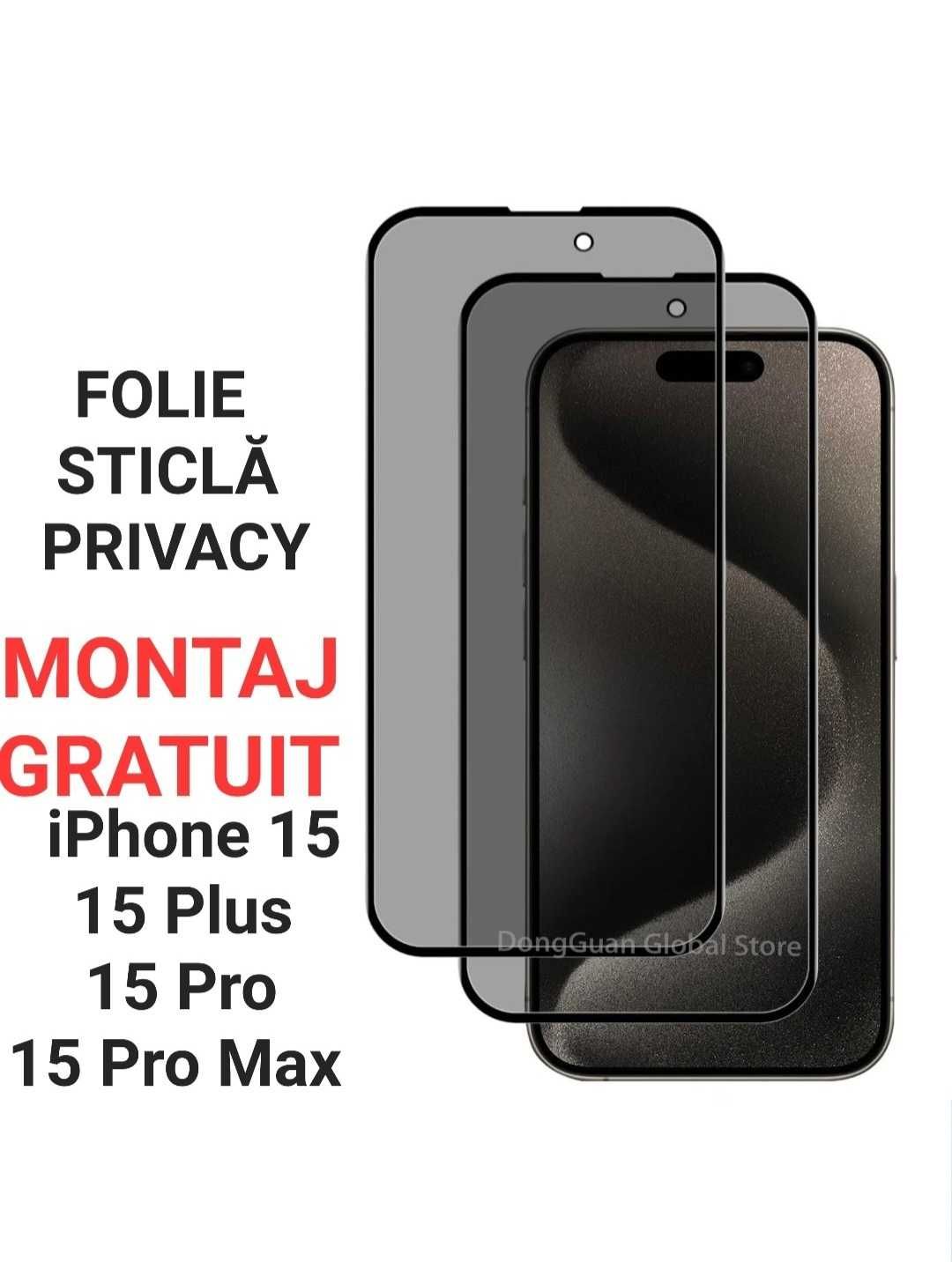 Folie de Sticla Privacy Full iPhone 14 15 Pro Max . Plus