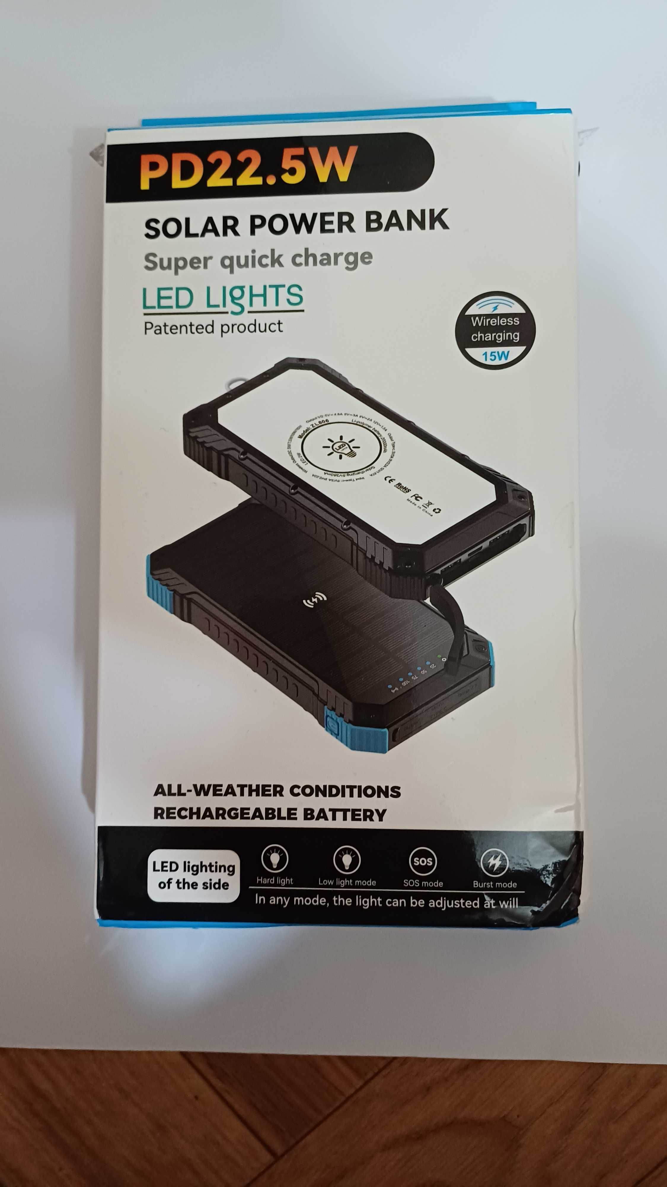 Външна голяма соларна батерия. 20000mha. Solar power bank